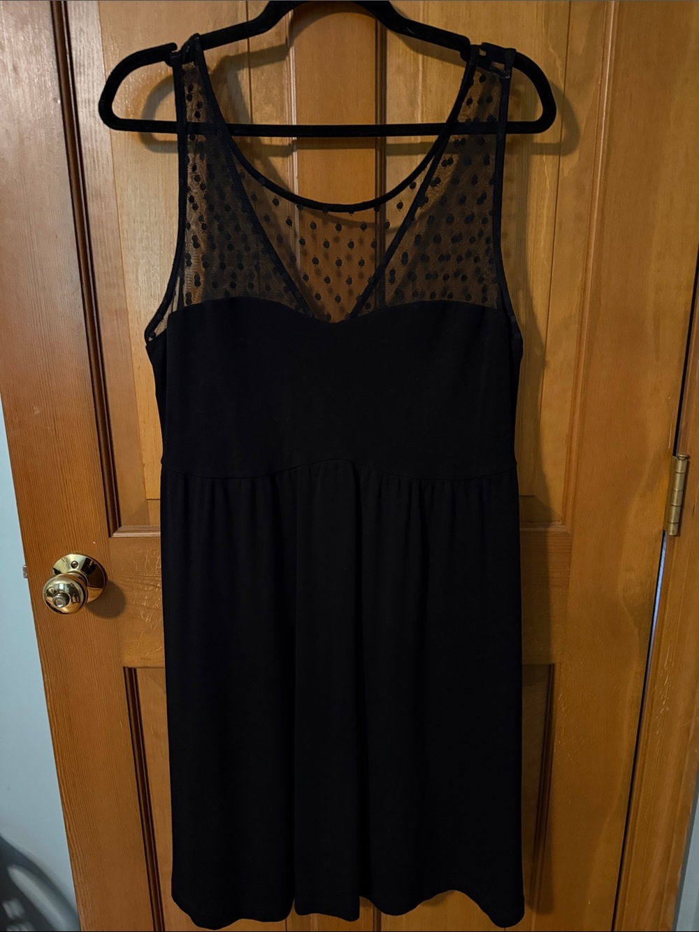 torrid Black Sleeveless Dot Mesh Yoke Midi Dress